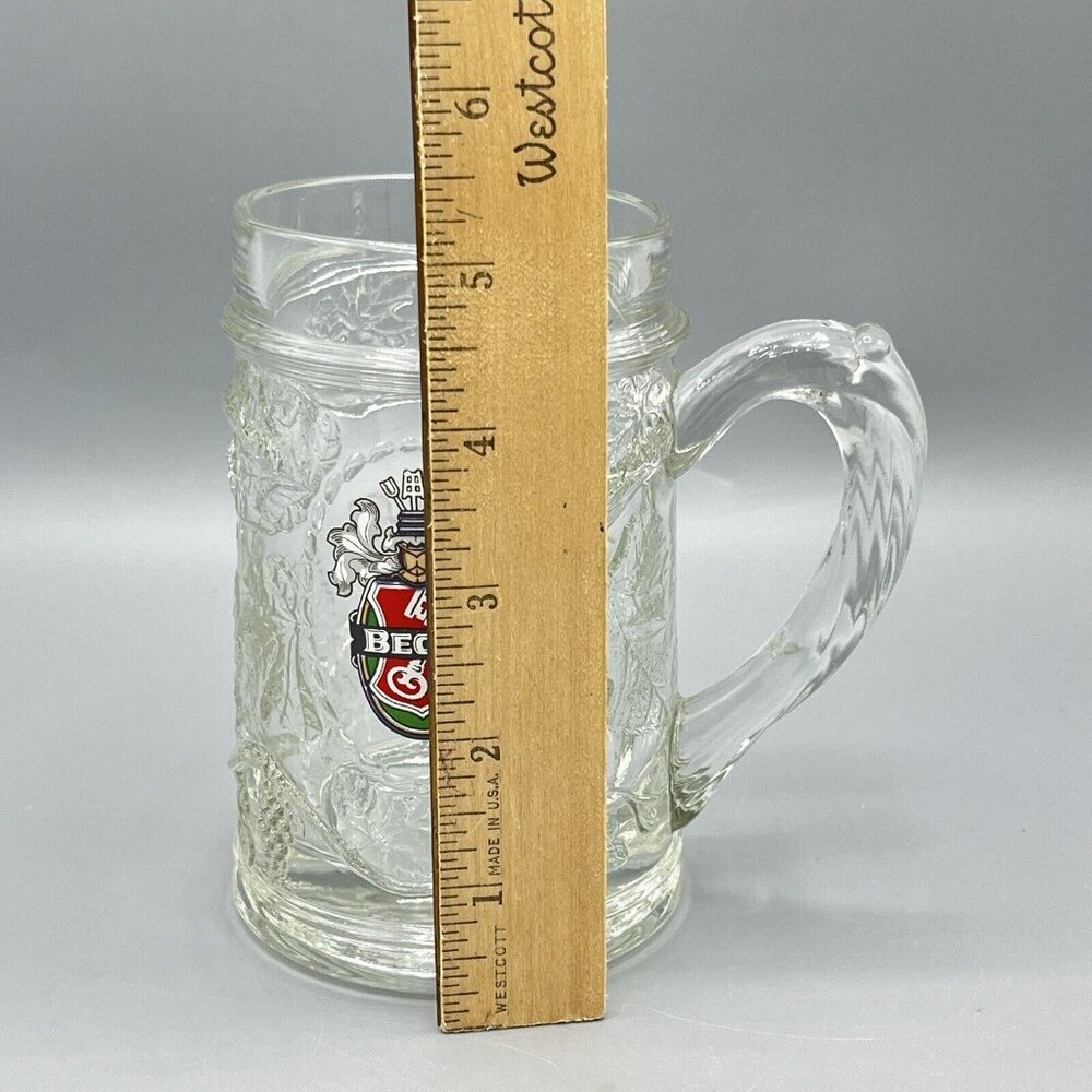 Beck's Beer Logo Handled Textured Glass Heavy 10oz Beer Mug Germany - Picture 5 of 5
